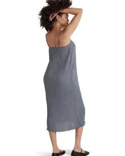 Madewell The Goldie Dress in Plissé Teapot Blue Hot