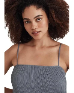 Madewell The Goldie Dress in Plissé Teapot Blue Hot