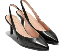 Cole Haan The Go-To Slingback Pump 65MM Black Leather/Black Lizard Print Leather Best
