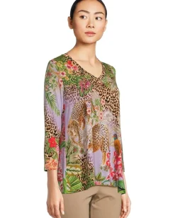 Women Johnny Was The Janie Favorite 3/4 Sleeve V-neck Swing Tee