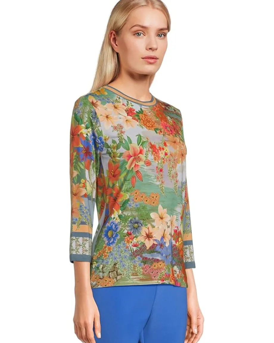 Johnny Was The Janie Favorite 3/4 Sleeve Crew Neck Tee Asteria Best