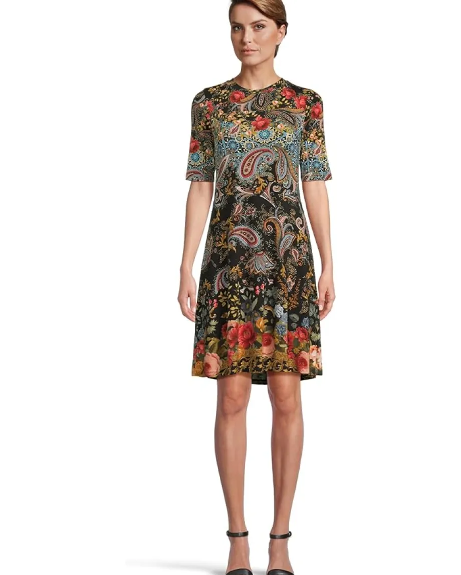 Johnny Was The Janie Favorite Elbow Sleeve Mock Neck Dress Leto Hot