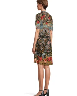 Johnny Was The Janie Favorite Elbow Sleeve Mock Neck Dress Leto Hot