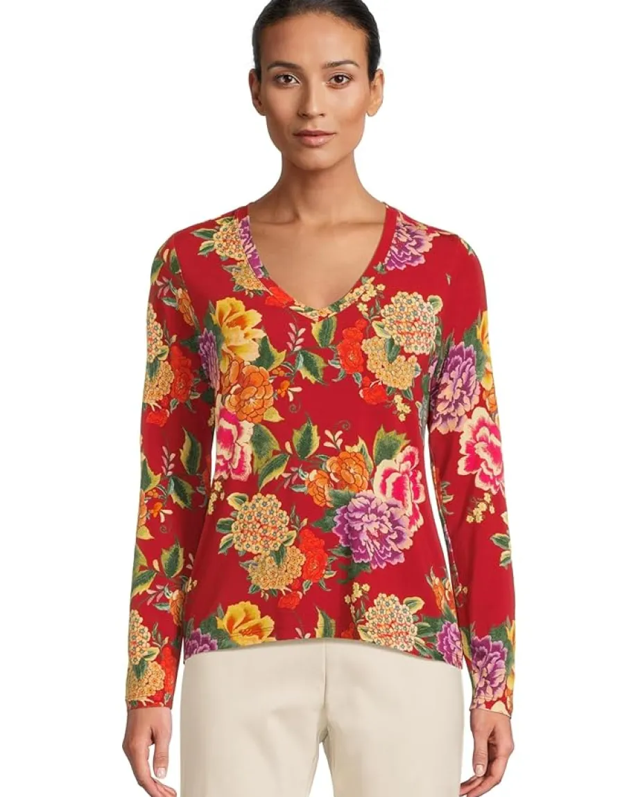 Women Johnny Was The Janie Favorite Long Sleeve V-Neck Fitted Tee