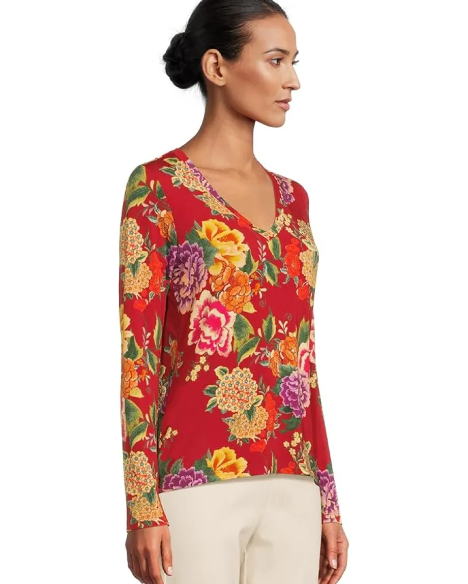 Women Johnny Was The Janie Favorite Long Sleeve V-Neck Fitted Tee