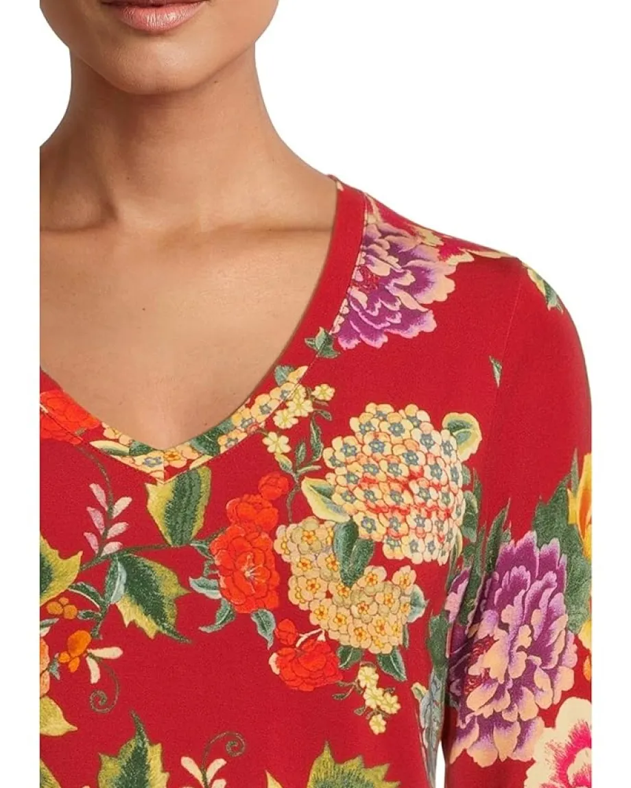 Women Johnny Was The Janie Favorite Long Sleeve V-Neck Fitted Tee