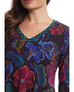 Women Johnny Was The Janie Favorite Long Sleeve V-neck Swing Tee- A