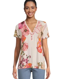 Johnny Was The Janie Favorite Short Sleeve Henley Tee Rosabelia Discount