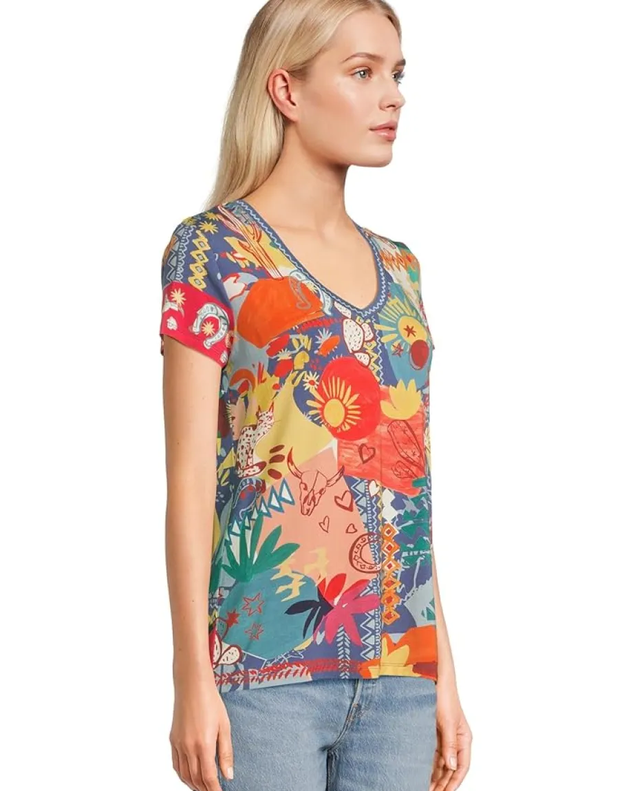 Women Johnny Was The Janie Favorite Short Sleeve V-Neck Tee