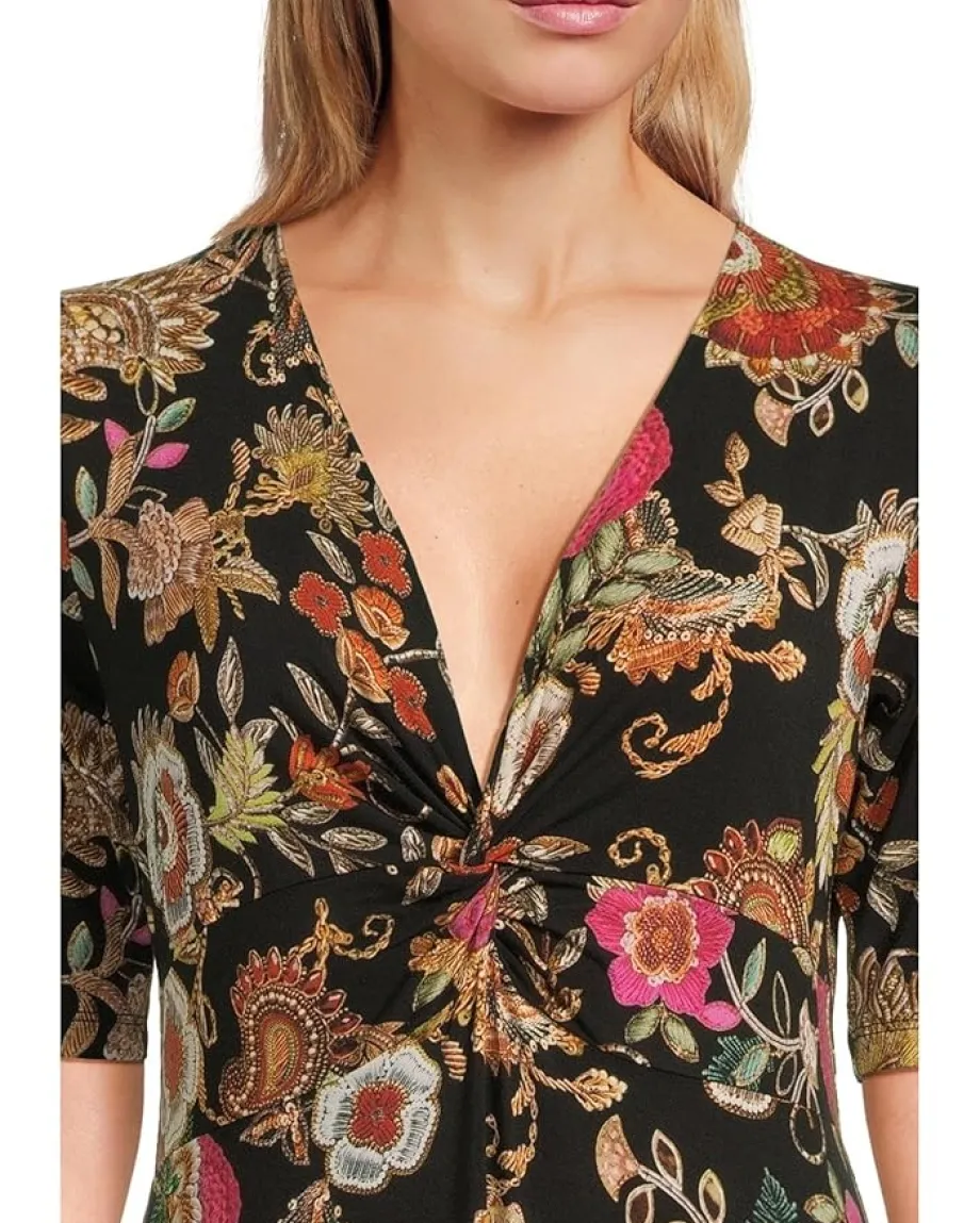 Women Johnny Was The Janie Favorite Twist Front Midi Swing Dress- L