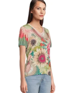 Women Johnny Was The Janie Favorite V-neck Puff Sleeve Tee-