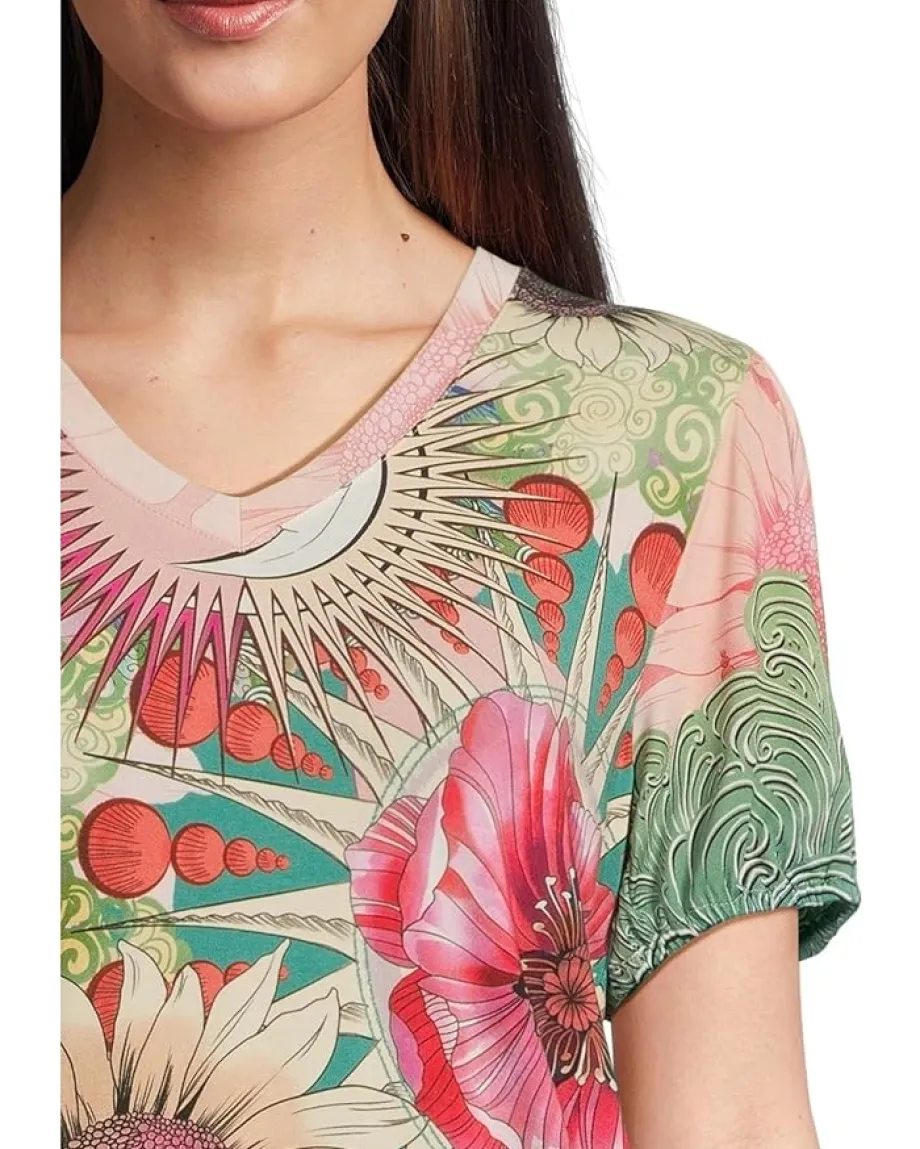 Women Johnny Was The Janie Favorite V-neck Puff Sleeve Tee-