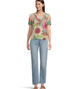 Women Johnny Was The Janie Favorite V-neck Puff Sleeve Tee-