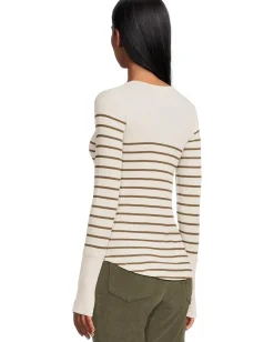 Splendid Thermal Forevr Stripe Henley Pale Oak Heather/Soft Chocolate Hot