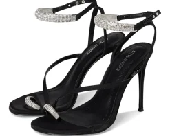 Steve Madden Tia Black Satin Rhinestone Sale