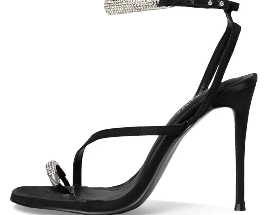 Steve Madden Tia Black Satin Rhinestone Sale