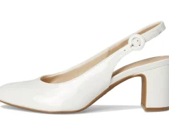 LifeStride Tia Slingback Shoes White Patent Discount