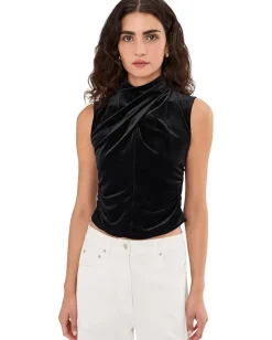 Women AllSaints Tia Velvet Short Sleeve Top