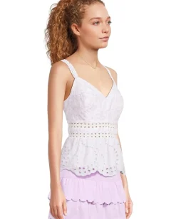 Lilly Pulitzer Tiah Eyelet Top Water Hyacinth Dancing Daisies Eyelet New