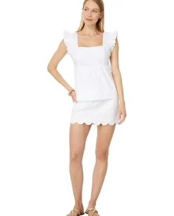 Lilly Pulitzer Tiana Babydoll Cotton Top Resort White Sale