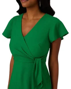 Women Adrianna Papell Tie Front Flutter Midi Dress