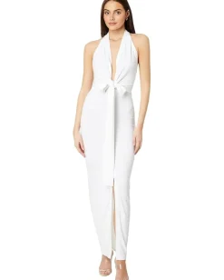 Norma Kamali Tie Front Halter Gown Snow White Online