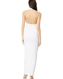 Norma Kamali Tie Front Halter Gown Snow White Online