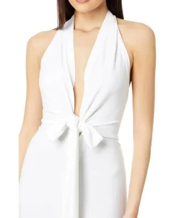 Norma Kamali Tie Front Halter Gown Snow White Online