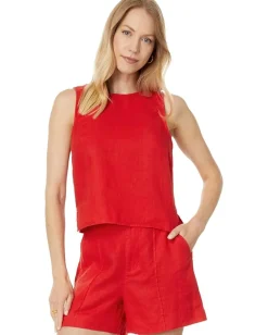 Women Madewell Tie-Back Scoopneck Top in Striped 100% Linen