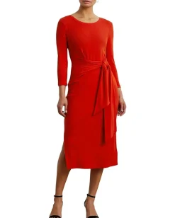 Women Lauren Ralph Lauren Tie-Front Cotton-Blend Crewneck Dress