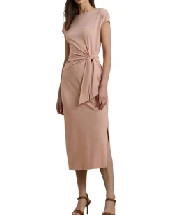 Lauren Ralph Lauren Tie-Front Jersey Boatneck Midi Dress Sunrise Blush Best