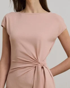 Lauren Ralph Lauren Tie-Front Jersey Boatneck Midi Dress Sunrise Blush Best