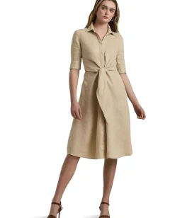 Lauren Ralph Lauren Tie-Front Linen Shirtdress Explorer Sand Online