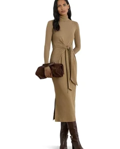 Women Lauren Ralph Lauren Tie-Front Turtleneck Dress