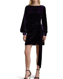 Women Lauren Ralph Lauren Tie-Front Velvet Cocktail Dress