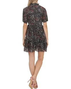 Women CeCe Tiered Ruffle Neck Dress