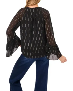 Women CeCe Tiered Sleeve Front Keyhole Blouse