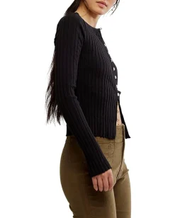 Free People Tilly Long Sleeve Cardi Black Clearance