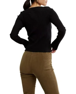 Free People Tilly Long Sleeve Cardi Black Clearance