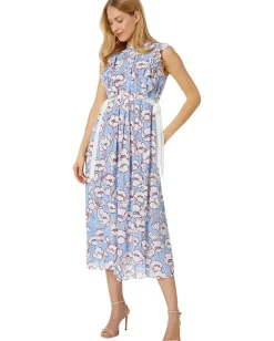 Ted Baker Tindraa Sleeveless Frilled Midi Dress Blue Outlet