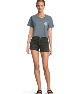 Salty Crew Tippet Fill Crop Tee Fin Blue New