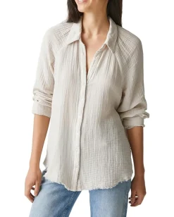 Michael Stars Toni Button Down Shirt Cement Clearance