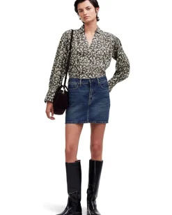 Women Madewell Top Femme Long Sleeve Popover - Transpeed Cotton Viscose