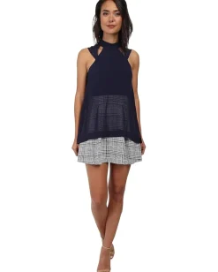 BCBGeneration Top Overlay Dress Navy Hot