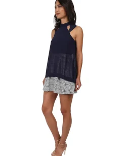 BCBGeneration Top Overlay Dress Navy Hot
