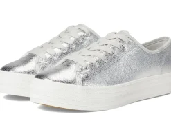 Keds Triple Kick Leather Silver Metallic Leather Discount