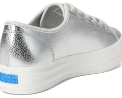 Keds Triple Kick Leather Silver Metallic Leather Discount
