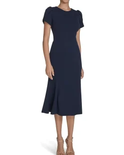 Calvin Klein Tulip Sleeve Aline Dress Indigo Discount