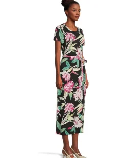 Women Tommy Bahama Twilight Bloom Short Sleeve Midi Dress
