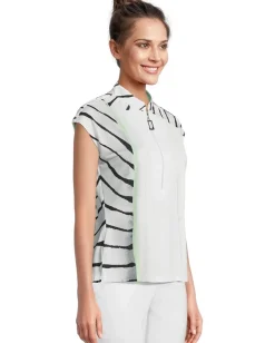 Jamie Sadock Twist & Turn Print Short Sleeve Top Creme De Mint Hot